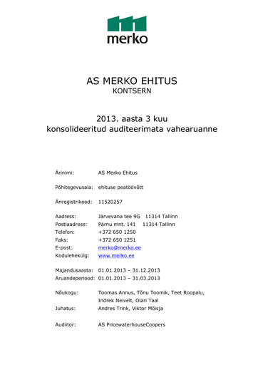 Miniature AS Merko Ehitus Rapport trimestriel 2013-q1