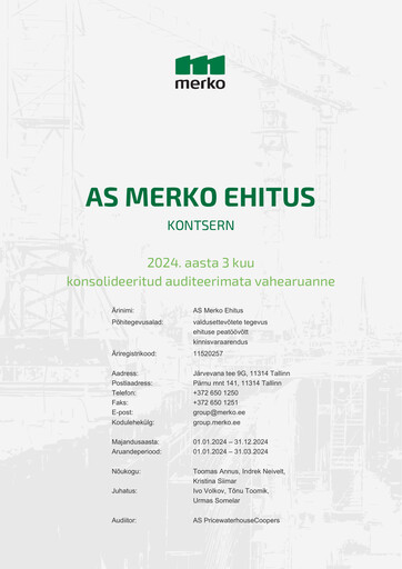Miniature AS Merko Ehitus Rapport trimestriel 2024-q1