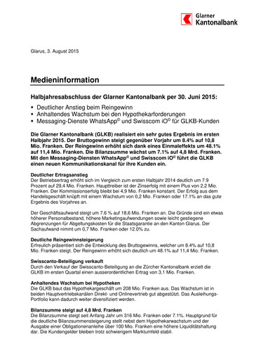 Thumbnail Glarner Kantonalbank Half-year Report 2015-h1