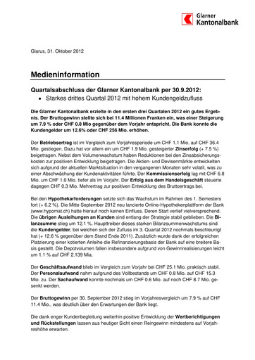 Miniature Glarner Kantonalbank Rapport trimestriel 2012-q3