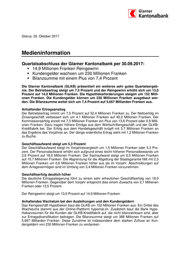 Miniature Glarner Kantonalbank Rapport trimestriel 2017-q3