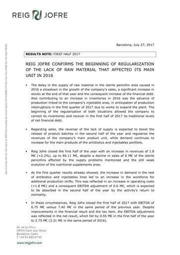 Thumbnail Laboratorio Reig Jofre Half-year Report 2017-h1