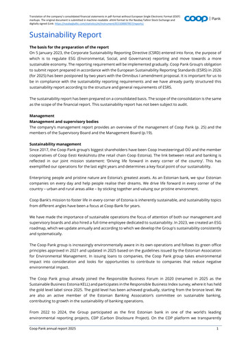 Thumbnail Coop Pank AS Sustainability Report 2025