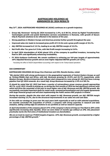 Thumbnail Austriacard Holdings Quarterly Report 2024-q1