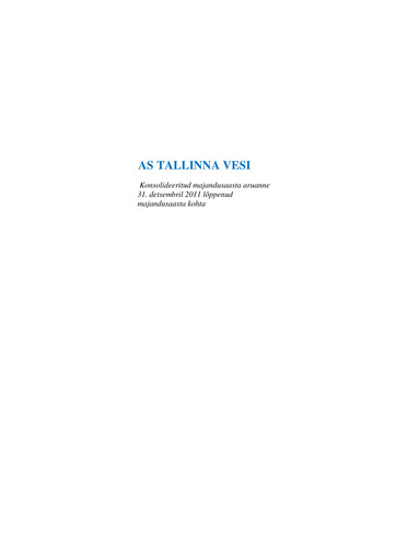 Thumbnail AS Tallinna Vesi Annual Report 2011