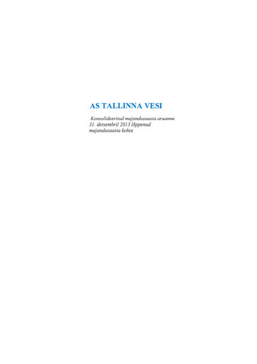 Thumbnail AS Tallinna Vesi Annual Report 2013