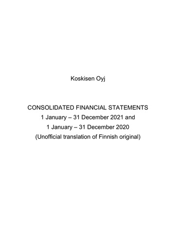 Thumbnail Koskisen Oyj Financial Statement 2021