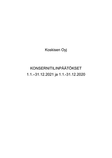 Thumbnail Koskisen Oyj Financial Statement 2020-2021
