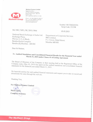 Thumbnail Muthoot Finance
 Quarterly Report 2015-q4
