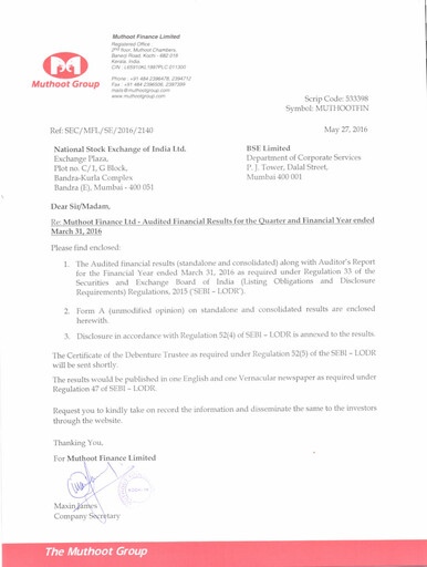 Thumbnail Muthoot Finance
 Quarterly Report 2016-q4