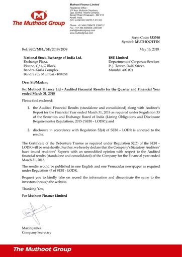 Thumbnail Muthoot Finance
 Quarterly Report 2018-q4