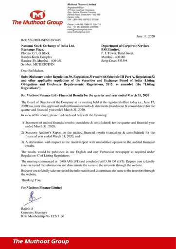 Thumbnail Muthoot Finance
 Quarterly Report 2020-q4