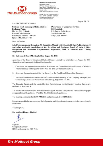 Thumbnail Muthoot Finance
 Quarterly Report 2021-q1