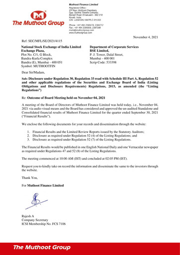 Thumbnail Muthoot Finance
 Quarterly Report 2021-q2