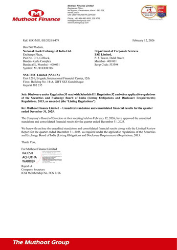 Thumbnail Muthoot Finance
 Quarterly Report 2025-q3