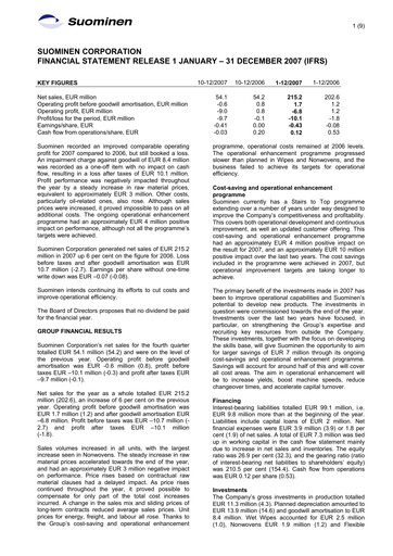 Thumbnail Suominen Financial Statement 2007