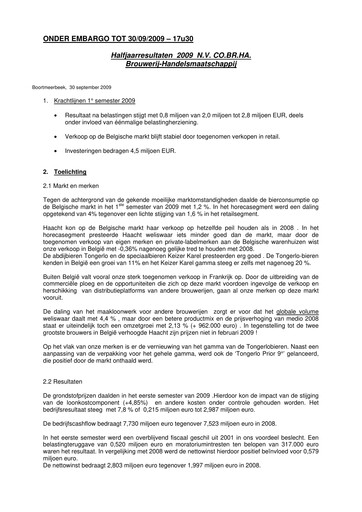Thumbnail Brouwerij Handelsmaatschappij Half-year Report 2009-h1