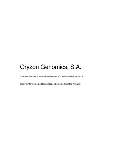 Thumbnail Oryzon Genomics Financial Statement 2018