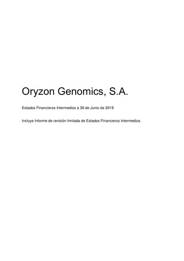 Thumbnail Oryzon Genomics Financial Statement 2019-h1