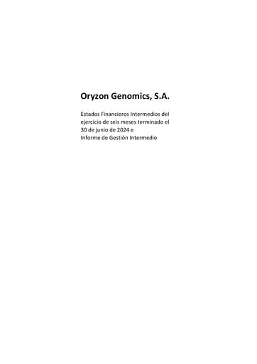Thumbnail Oryzon Genomics Financial Statement 2024-h1