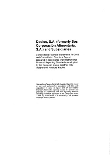 Miniature Deoleo Bilan financier 2011