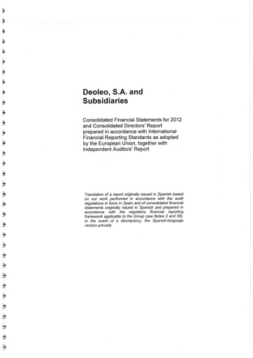 Miniature Deoleo Bilan financier 2012