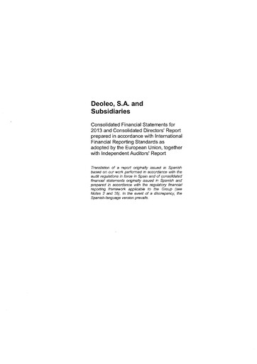 Miniature Deoleo Bilan financier 2013