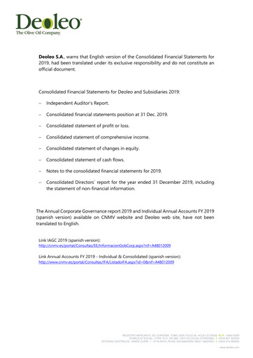 Miniature Deoleo Bilan financier 2019