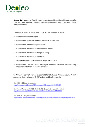 Miniature Deoleo Bilan financier 2020