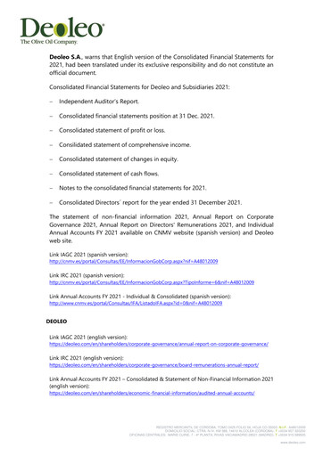 Miniature Deoleo Bilan financier 2021