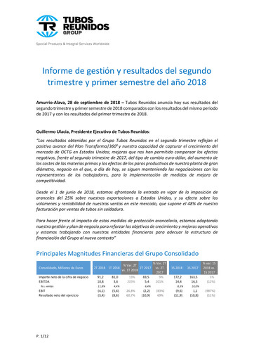 Thumbnail Tubos Reunidos Half-year Report 2018-h1