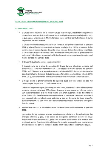 Thumbnail Tubos Reunidos Half-year Report 2022-h1