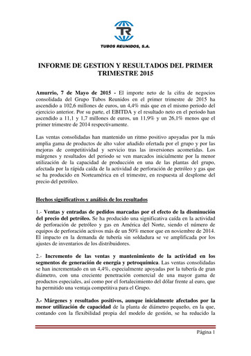 Thumbnail Tubos Reunidos Quarterly Report 2015-q1