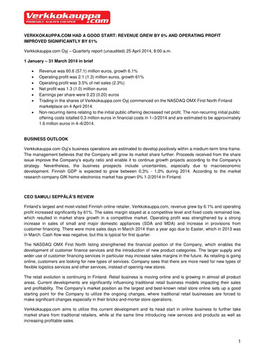 Thumbnail Verkkokauppa.com Quarterly Report 2014-q1