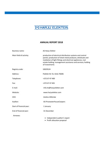 Miniature AS Harju Elekter Rapport annuel 2018