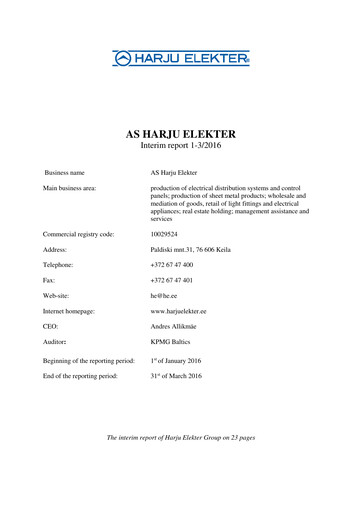 Miniature AS Harju Elekter Rapport trimestriel 2016-q1