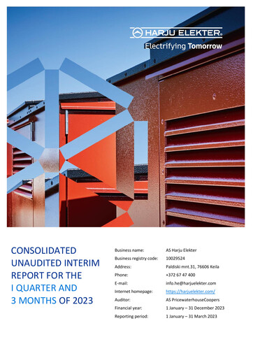 Miniature AS Harju Elekter Rapport trimestriel 2023-q1