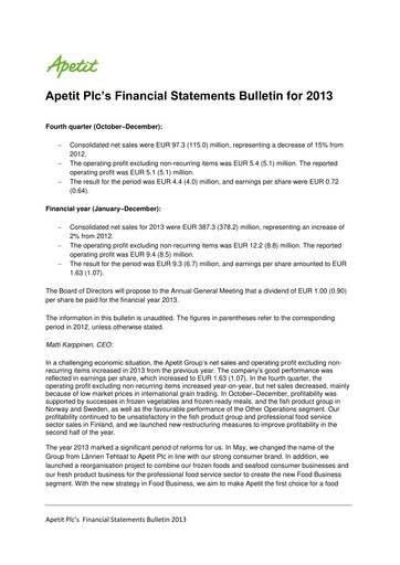 Thumbnail Apetit Oyj Financial Statement 2013