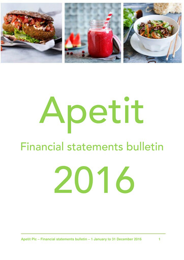 Thumbnail Apetit Oyj Financial Statement 2016