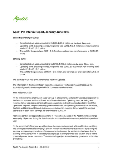 Thumbnail Apetit Oyj Half-year Report 2013-h1