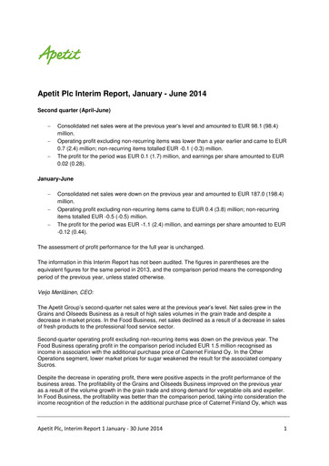 Thumbnail Apetit Oyj Half-year Report 2014-h1