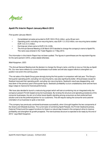 Vorschaubild Apetit Oyj Quartalsbericht 2013-q1