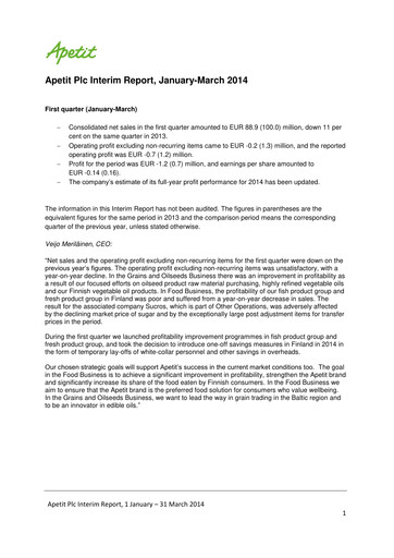 Vorschaubild Apetit Oyj Quartalsbericht 2014-q1