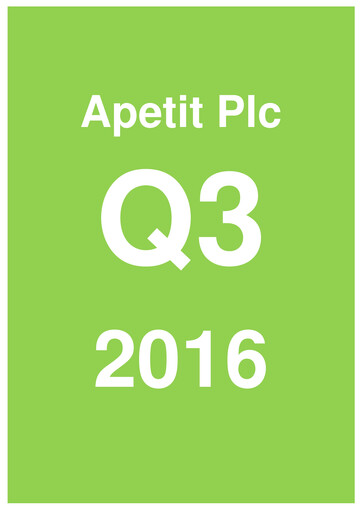 Vorschaubild Apetit Oyj Quartalsbericht 2016-q3