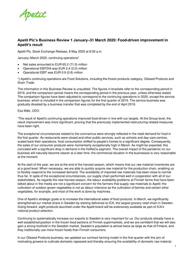 Thumbnail Apetit Oyj Quarterly Report 2020-q1