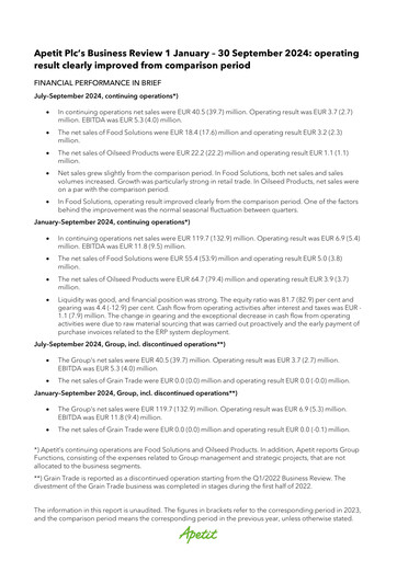 Thumbnail Apetit Oyj Quarterly Report 2024-q3