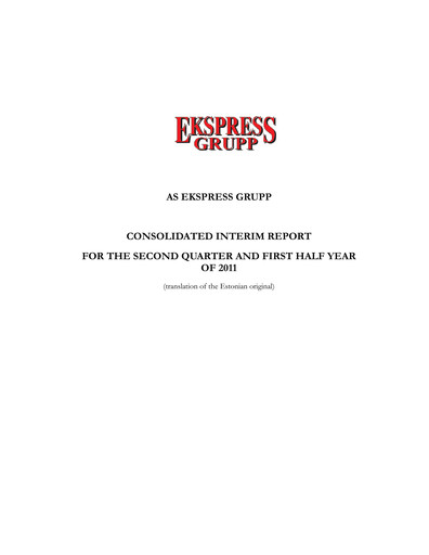 Thumbnail AS Ekspress Grupp Half-year Report 2011-h1