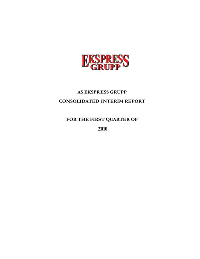 Miniature AS Ekspress Grupp Rapport trimestriel 2010-q1
