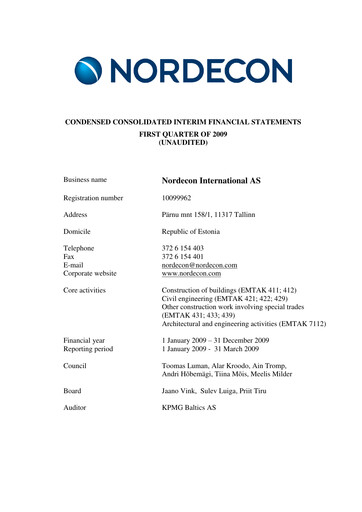 Miniature Nordecon AS Rapport trimestriel 2009-q1
