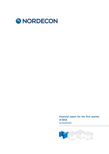 Miniature Nordecon AS Rapport trimestriel 2016-q1
